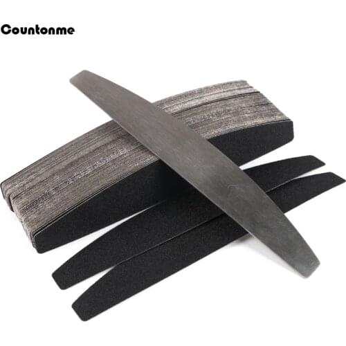 50pcs Double Sided Nail File Black Replacement Sandpaper With Stainless Steel Removalble Paper Polishing Sanding Manicure Buffer
