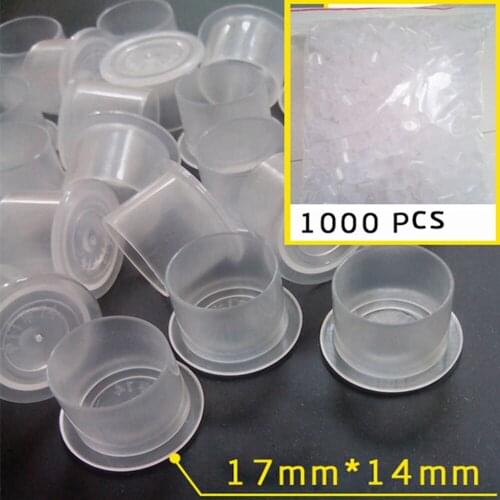 500pcs 17mm 14mm 11mm Plastic Tattoo Ink Cups Caps Clear self standing Ink Caps Tattoo Pigment Cups Supply for Ink