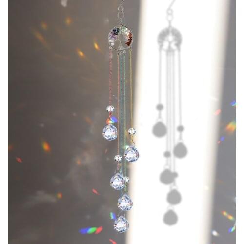 520mm Large Crystal Wind Chimes Handmade Window Hanging Ornament Crystal Ball Prism Pendant for Home Garden Decor
