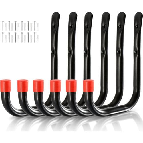 6Pcs Wall Mount Garage Bike Hanger Hook Heavy Duty Metal Hooks Garden Bathroom Organizer Hooks Kitchen Storage Tools With Screws