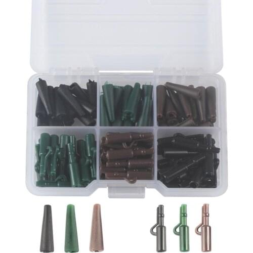 60pcs Carp Fishing Safety Lead Clips With Tail Terminal Tackle Quick Change Black/Brown /Green