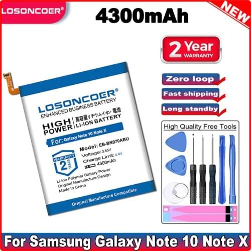 LOSONCOER 4000mAh EB-BN970ABU Battery For Samsung Galaxy Note 10 Note X Note10 NoteX Note10 5G Mobile Phone Battery Free tools