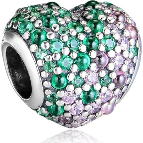 Charms 925 Silver Original Fit Pandora Bracelets Sterling Gleaming Lucky Four-Leaf Clover Heart Beads for diy Women Jewelry