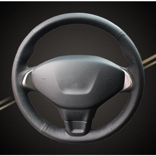 Car Braid On The Steering Wheel Cover for Peugeot 301 DIY Hand-Stitched Interior Accessory Auto Wheel Braiding Covers Styling