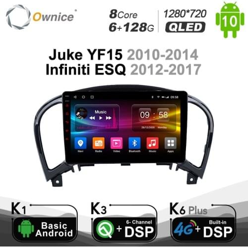 Carplay Ownice PX6 9" Android 10.0 Car DVD Player Navigation For NISSAN JUKE 2010-2014 Infiniti ESQ 2012-2017 4G LTE GPS Radio