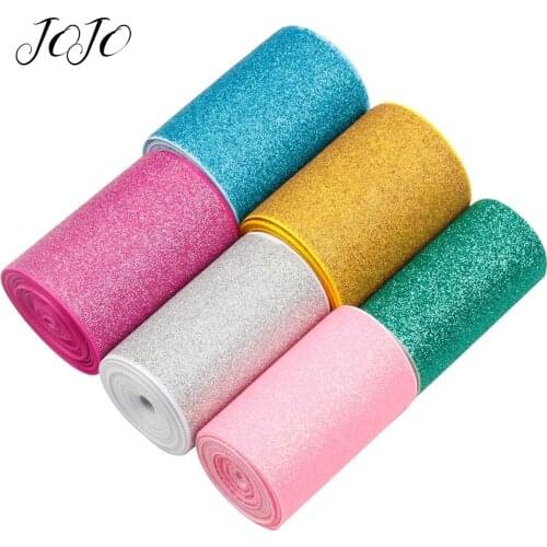 JOJO BOWS 75mm 2y Sparkly Glitter Ribbon For Needlewrok Solid Webbing Shoe Garment Sewing DIY Hair Bows Gift Wrapping Supplies