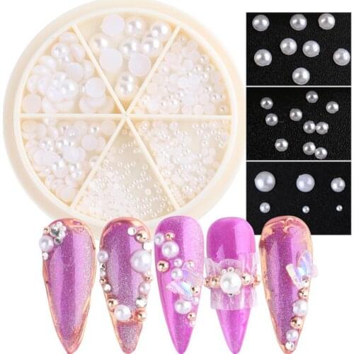 Nail Art Beads Flat Back Mainicure Tools Round Nail Imitation Pearl Ornaments Nails Decoration Accessories декор для ногтей