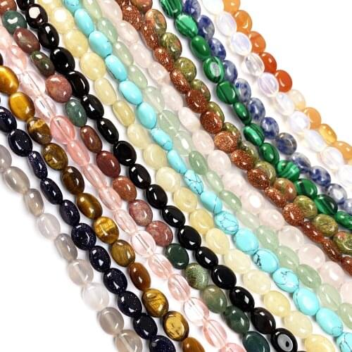 Natural Stone Loose Beads Egg Shape Scattered Crystal Agates Spacer Stone Beading Charms for Jewelry Making Necklace Bracelet