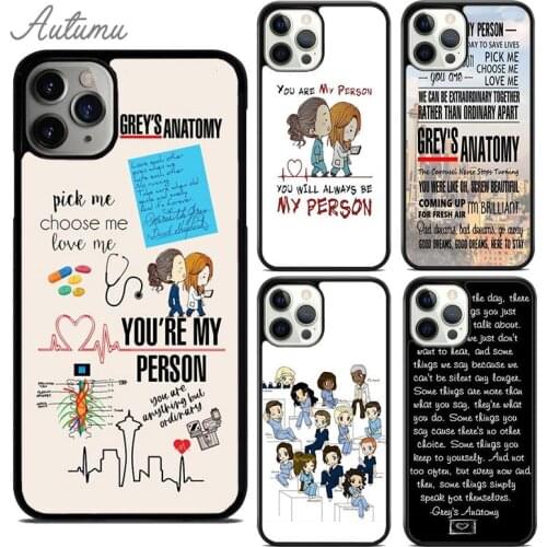 Grays Anatomy You are my person Phone Case for iPhone 11 12 Pro Max mini X XR XS SE 2020 5 6S 7 8 Plus Galaxy S9 S10 Cover shell