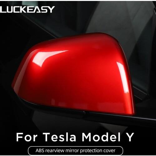 LUCKEASY Car ABS Side Door Mirror Cover For Tesla Model Y 2021 Auto Exterior Accessories sides Rearview mirror cover