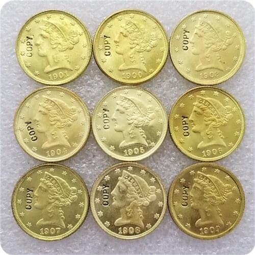 USA 1900-1909 USA 5 Dollars "Liberty / Coronet Head - Half Eagle" (With motto) COPY COINS