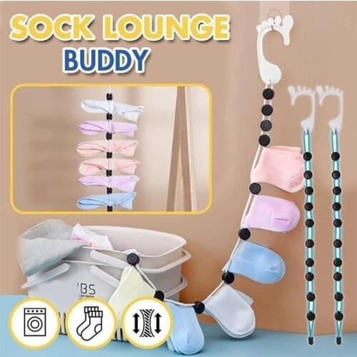 Sock Lounge Buddy Multifunctional Hanging Laundry Tool Adjustable Sock Storage Organizer Hangers Socks Cleaning Aid Rope 6 Color
