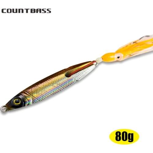 1pc, 80g Inchiku Jig with octoups assist hook, Lumious Squid Jigging, Glow Saltwater fishing lures, Bottom Jigs