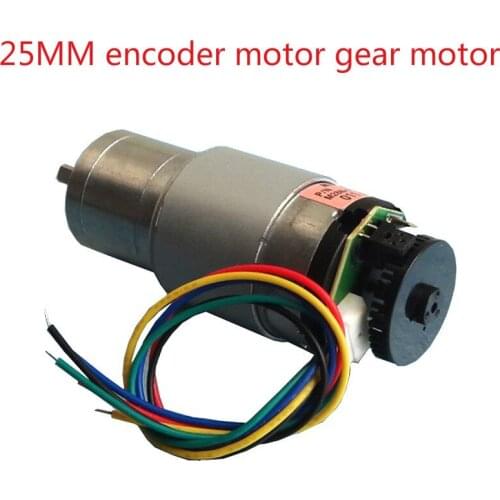 50PCS/LOT Geared Motor With Encoder Motors With Encoder 12V 125RPM DC Motor Powerful High Torque Gear Box Motor Gearmotors(6.5)