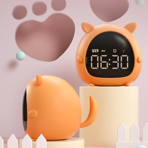 Cartoon Mini USB Rechargeable Electronic Digital Display Alarm Clock for Kids Cute Digital LED Large Display Glow clock