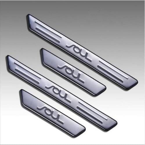 High quality stainless steel Scuff Plate/Door Sill Protector Sticker Car Styling For KIA SOUL 2008-2015