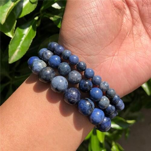 Natural Dumortierite Bracelet Round Bead Crystal Healing Stones For Women And Men Jewelry