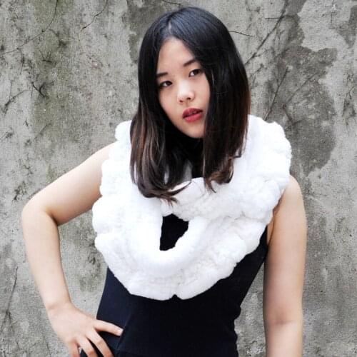 CX-S-32H New Fashion Hand Knitted Rex Rabbit Fur Ring Round Scarf ~Drop Shipping