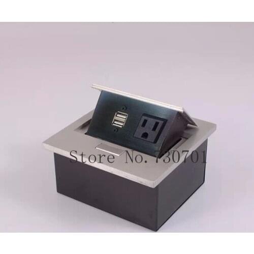 2019 Small cheap high class table socket with 1 USA power +2 charging USB silver/black hidden outlet socket/outlet usb