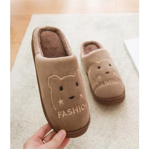 New cotton slippers wholesale couple plush slip warm home cotton drag mens embroidery half bag with cotton trailers winter