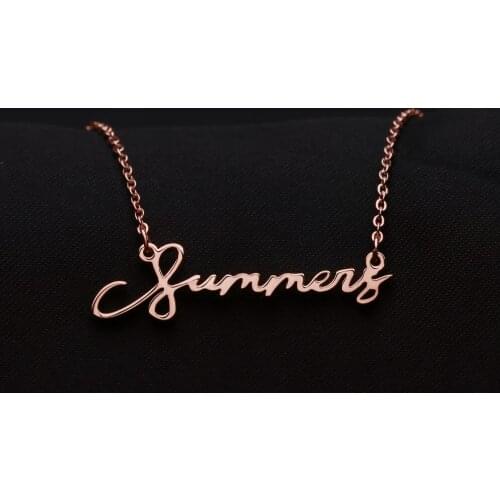 Personalized Nameplate Word Necklaces Custom Name Necklace Pendants Cursive Handwriting Stainless Steel Chain For Women Necklac