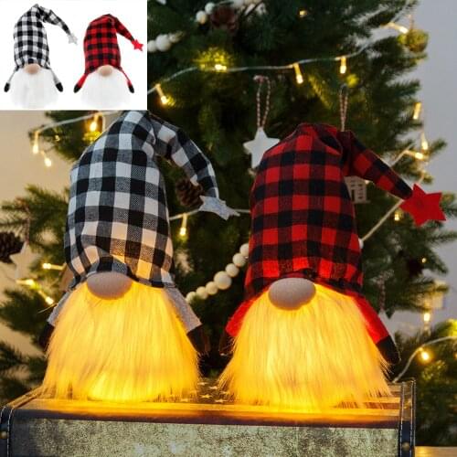 LED Christmas Lighted Faceless Doll Pendant Glowing Forest Old Man Hanging Holiday New Year Xmas Decoration