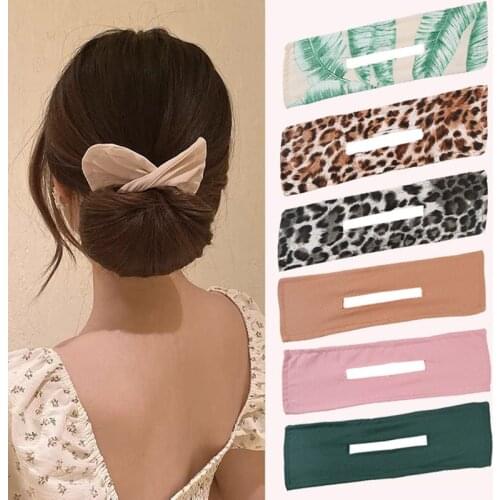 Multicolor Knotted Deft Bun Maker Hair Bands Print Headband Braider Makers Fabric Hair Braiding Tool Fashion Hair Accessories