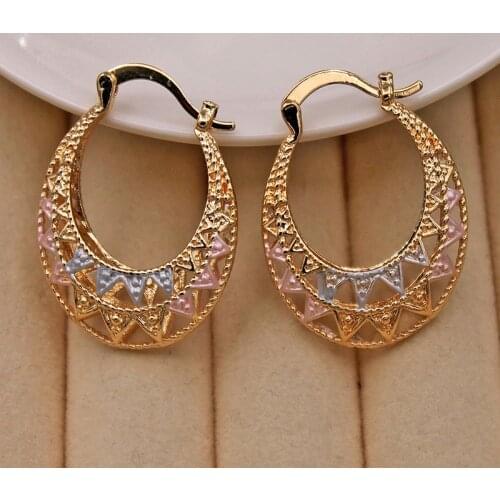 New Classic Trendy Hollow out Gold Earrings Copper Plated Round Eardrop For Women Girls Fashion Jewelry Accessories Wedding Gift