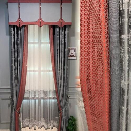 New Chinese Style Curtain For Living Dining Room Bedroom Pink Golden Jacquard Curtains Fabric Blackout Curtains