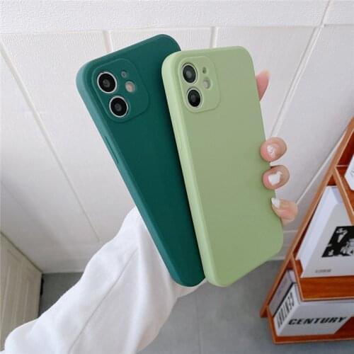 Ottwn Luxury Solid Color Silicone Mobile Case For iPhone 11 12 Pro Max Mini 8 7 Plus XR X XS Max SE 2020 Shockproof Soft Cover