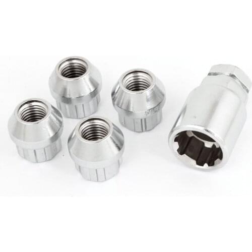 Uxcell 4 Pcs M12 x 1.5 End Car Wheel Rim Tuner Lug Nut + 6 Point Socket Key