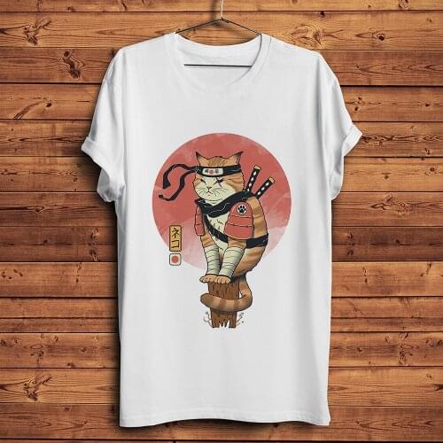 Funny Konoha Shinobi cat Itachi anime t shirt men summer white casual tshirt unisex short sleeve manga streetwear tee
