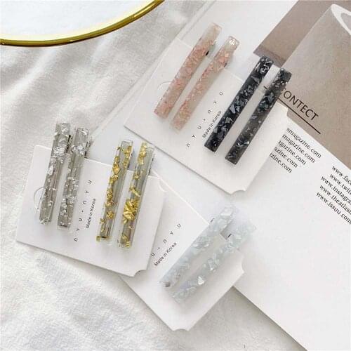 New 1 Pair Korean Gold Foil Hairpin Acetate Hair Clip For Women Girls Barrettes Hair Accessories Gifts Hair styling Tools