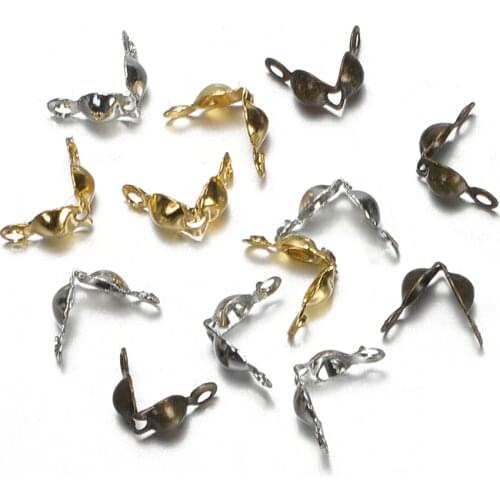 200pcs Connector Clasp 4*7mm Ball Chain Calotte End Crimps Connectors Beads Fastener Clasp Accessories for Jewelry Making DIY