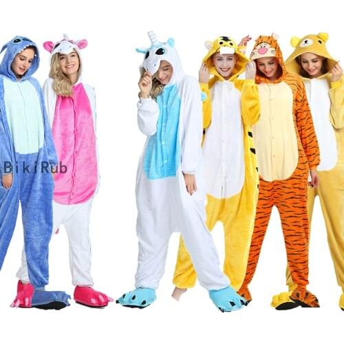 Women Unicorn Onesies Unisex Autumn Winter Panda Onesies Kids Nightwear Anime Costumes Adults Flannel Sleepwear Men Pajamas