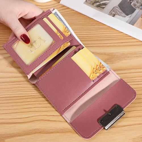 Female Wallet Women Leather Folding Coin Purse Hasp Short Wallet Vintage Fashion Lady Wallet For Credit Cards