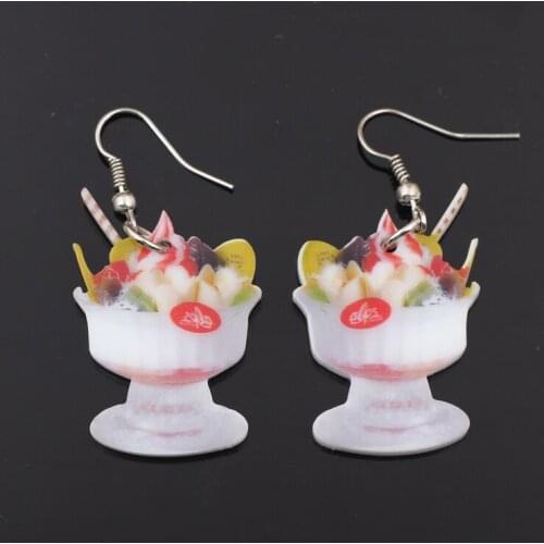 1 pair ice cream fruits food earrings colorful new 2014 cute lovely printing acrylic design summer style for girls woman jewelry