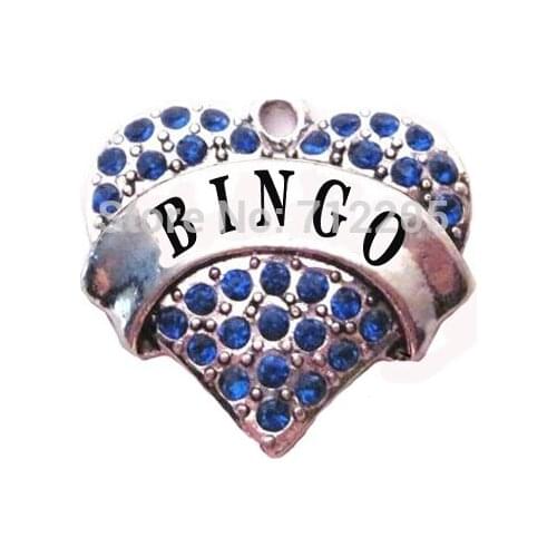 New 100pcs a lot rhodium plated fashion BINGO Crystal Heart Family Pendant(P100168)
