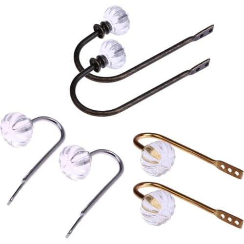 2Pcs Metal Crystal Closet Drawer Handles Hanger Wall Hook Buckle Rustic Curtain Clip Artificial Organizer Wall Hooks Holder