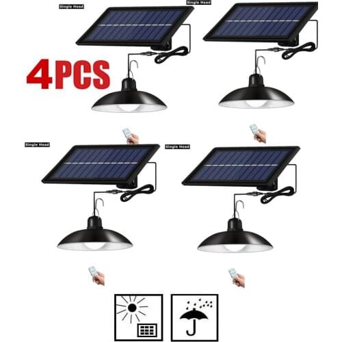 4pcs remote 30 led 2 head Retro Lampshade Solar Pendant Chandelier solar Outdoor Garden Fence light Wall lamp Night Light-Sensit