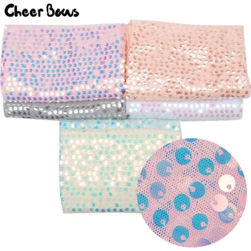 45*150cm Candy Tulle Mesh Fabric With Round Sequins Organza Material Soft Touching Shiny Fabric For Sewing DIY Party Dress Cloth