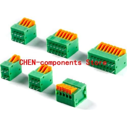 5pcs KF141V-2.54-2 / 3/4/35/6 / 8P double row straight insert 2.54mm spacing spring type PCB terminal terminal