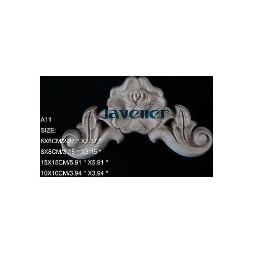 A11-15x15cm Wood Carved Corner Onlay Applique Unpainted Frame Door Decal Working carpenter Fitment