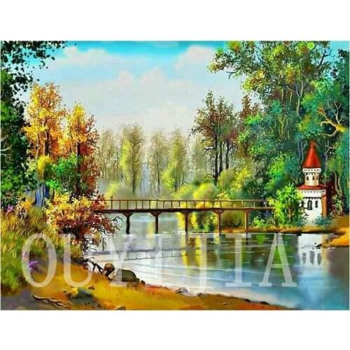 OUYIJIA5d DIY Diamond Painting Beautiful scenery Full Square Round Rhinestone Embroidery Cross Stitch Craft Tool Set A4 A5 Light