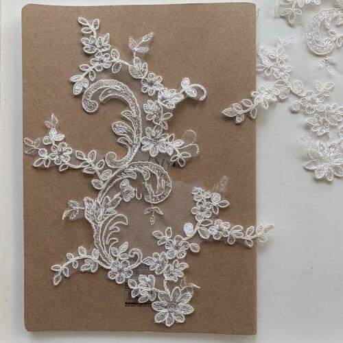 10PCS New Design Wedding Dress Applique DIY Bridal Headdress Lace Collar Lace Fabric Patch RS1091