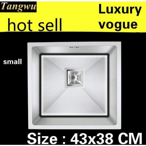 Free shipping Apartment vogue kitchen manual sink single trough small luxury 304 stainless steel hot sell 430x380 MM