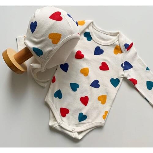 0-24m Baby Bodysuit For Newborns Boys Girls Clothes Long Sleeves Spring Autumn Love Print Baby Clothes Kids Jumpsuit Bodysuits