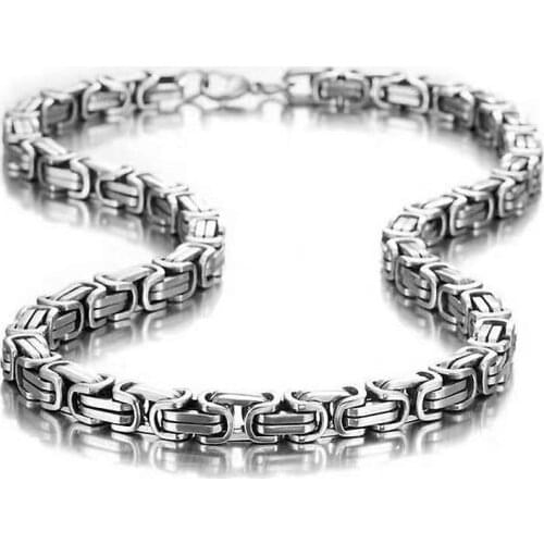 Width 5MM 316L Titanium Steel Imperial Chain Necklace Fashion Stainless Steel Mens Necklace Hip Hop Rock Jewelry Length 60/70CM