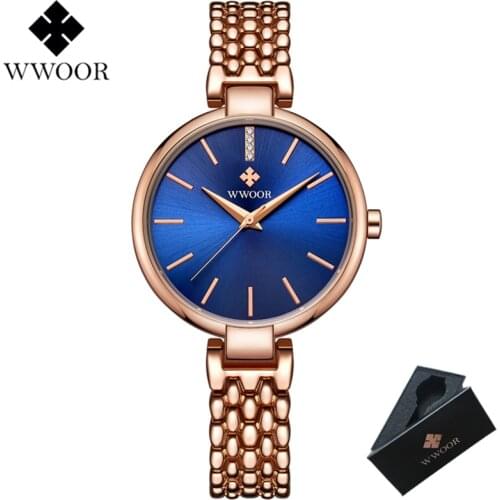 WWOOR Luxury Brand Women Watches Clock Steel Quartz Watch Fashion Ladies Waterproof Wrist Watch Reloj Mujer Relogio Feminino
