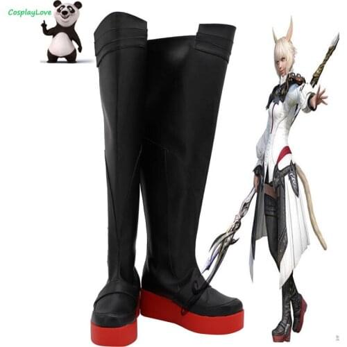 FF14 Final Fantasy XIV Yshtola Rhul Yshtola Rhul Black Cosplay Shoes Long Boots Leather CosplayLove For Halloween Christmas
